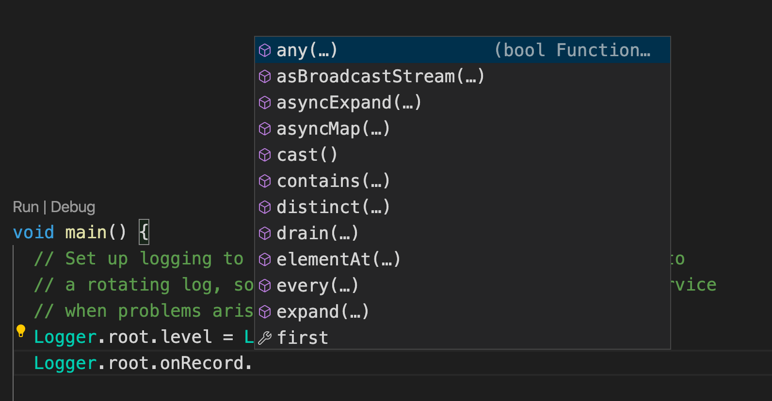 This happens to be VS Code, but all the examples here work in Android Studio as well, of course.