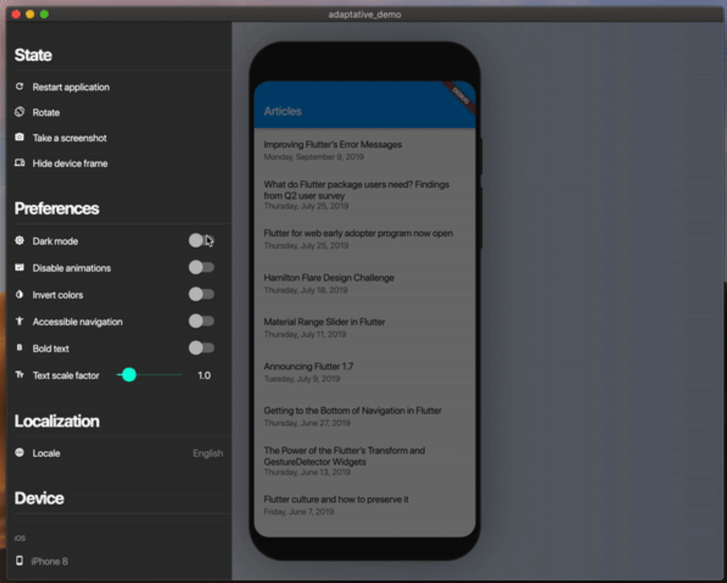 [Flutter Device Preview](https://github.com/aloisdeniel/flutter_device_preview)