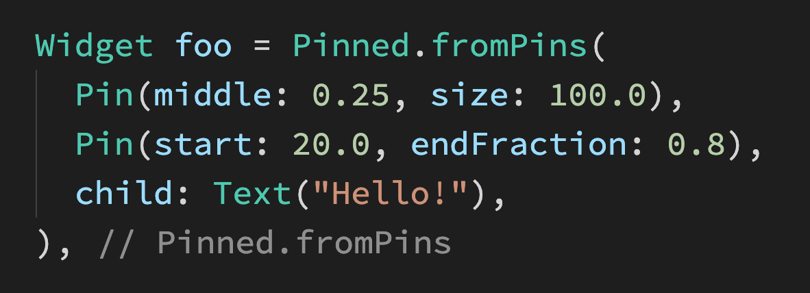Pinned widget code example