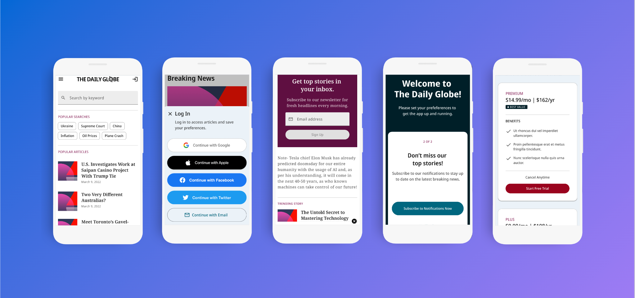*Sample features provided in the Flutter News Toolkit*