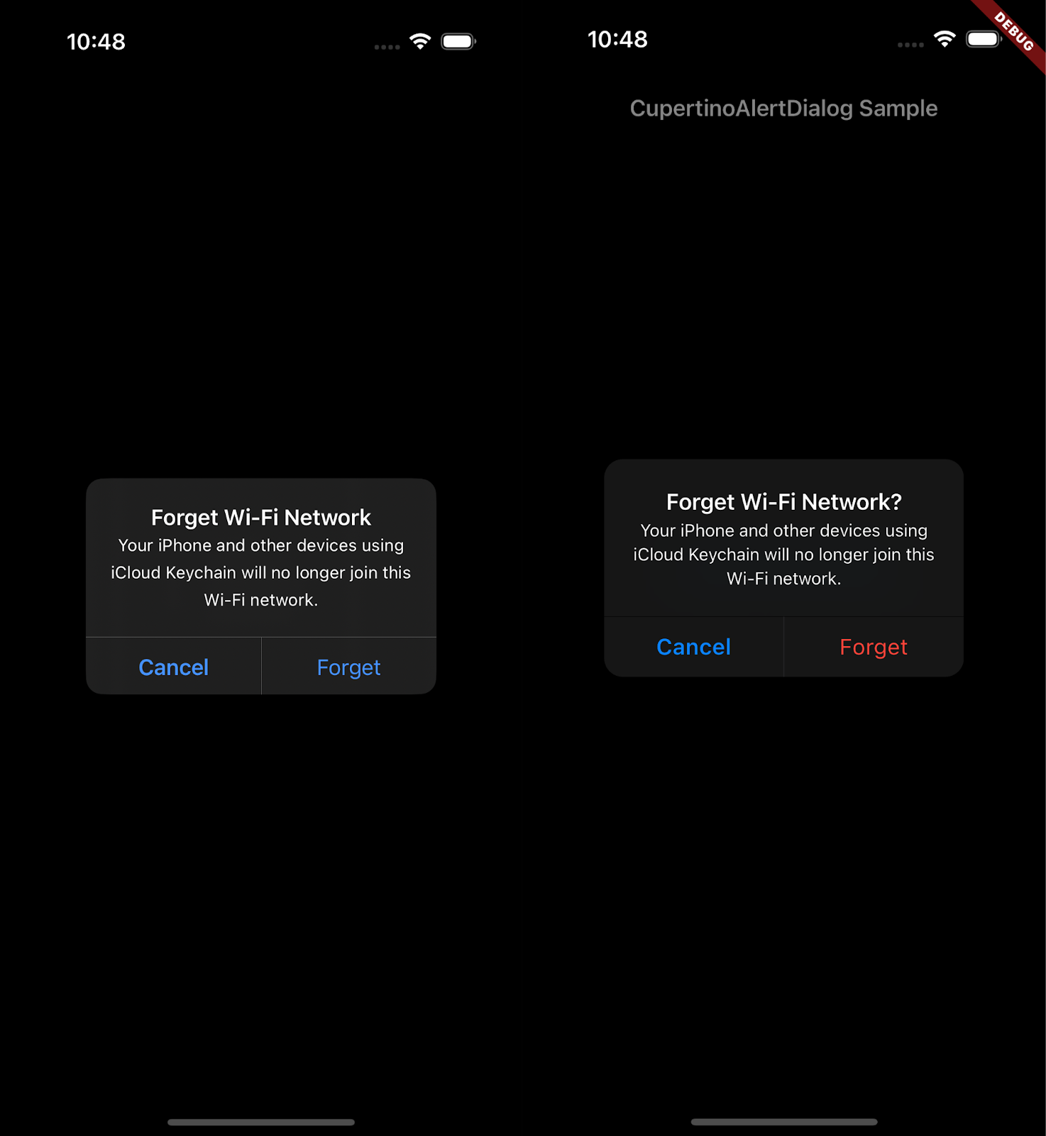 Before improvement — Left is a native view, right is a Flutter view